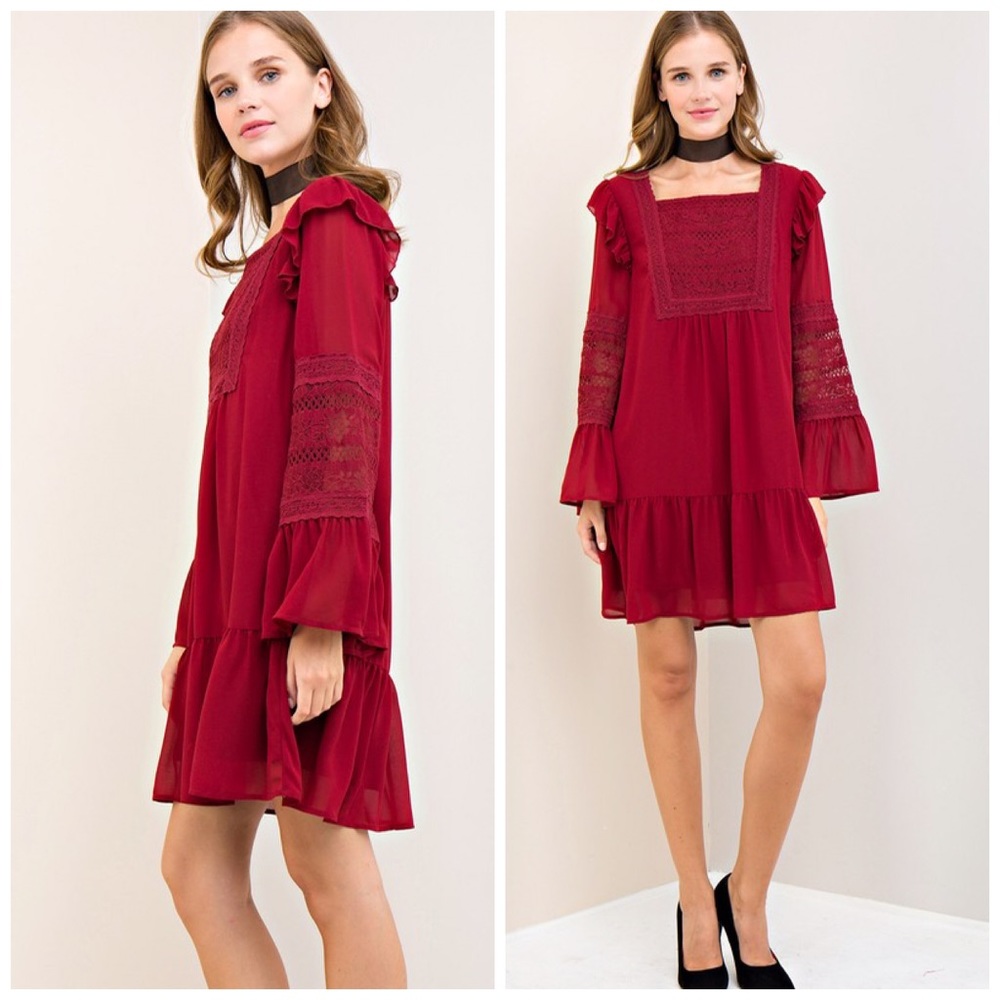 ❤️ARRIVED Amazing Drop Waist Ruffle/Crochet Dress - Picture 4 of 6